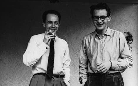 De gauche à droite : Pierre Boulez et Geza Anda, 1951